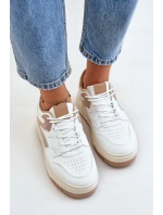 Damskie Sneakersy Z Eko Skóry Na Platformie Biało-Beżowe Henizore
