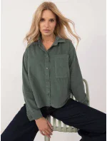 Košeľa D70046M11184A1 tmavozelená