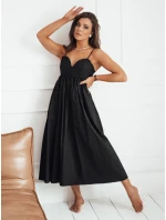Bavlnené midi šaty ELIENE black FashionStreet EY2442 Bavlnené midi šaty ELIENE black FashionStreet EY2442