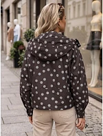 Dámska prechodová bunda s bodkami a kapucňou, hnedá, FashionStreet TY6036 Dámska prechodová bunda s bodkami a kapucňou, hnedá, FashionStreet TY6036
