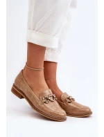 Skórzane Damskie Lakierowane Mokasyny Laura Messi 2760 Brązowe
