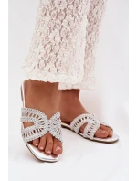 Dámské ploché stříbrné pantofle Fariella