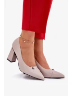 Elegantné dámske lodičky na širokom podpätku Vinceza - sivé Elegantné dámske lodičky na širokom podpätku Vinceza - sivé