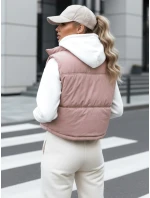 Dámska prešívaná ružová vesta FashionStreet TY5199 Dámska prešívaná ružová vesta FashionStreet TY5199