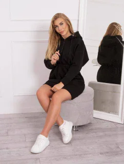 Zateplené šaty s kapucňou čiernej