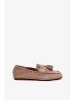 Dámské mokasíny s plochou podrážkou a třásněmi Béžové Marilisse