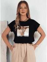 FALCI dámske bavlnené tričko čierne FashionStreet RY2397 FALCI dámske bavlnené tričko čierne FashionStreet RY2397