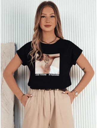 FALCI dámske bavlnené tričko čierne FashionStreet RY2397 FALCI dámske bavlnené tričko čierne FashionStreet RY2397
