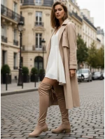 Dámske semišové čižmy nad kolená béžové FashionStreet ZY1332 Dámske semišové čižmy nad kolená béžové FashionStreet ZY1332