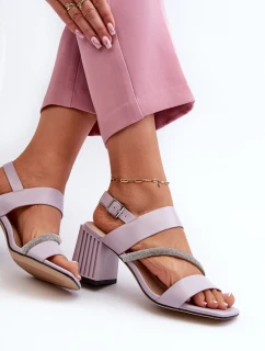 Damskie Eleganckie Sandały Na Słupku Fioletowe D&A MR38-549