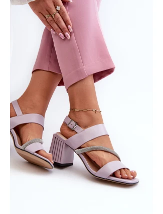 Damskie Eleganckie Sandały Na Słupku Fioletowe D&A MR38-549