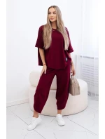 Súprava bavlnenej blúzky a nohavíc 6727 bordová - Kesi