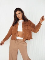 Dámska nadrozmerná džínsová bunda MOLI camel FashionStreet TY4130
