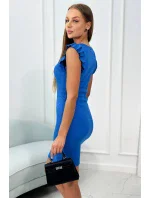 Šaty s volánom na rukávoch chrpovo modré Šaty s volánom na rukávoch chrpovo modré