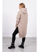 Zateplená mikina s bočnými rázporkami béžová