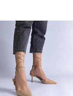 Dámske lodičky na podpätku K10040 béžové - Bellamica