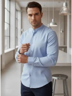 Pánska ležérna košeľa SLIM FIT so stojacím golierom modrá FashionStreet DX2616 Pánska ležérna košeľa SLIM FIT so stojacím golierom modrá FashionStreet DX2616