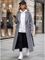 Dlhý dámsky kabát s opaskom, na prechodné obdobie, tmavomodrý, FashionStreet NY0775 Dlhý dámsky kabát s opaskom, na prechodné obdobie, tmavomodrý, FashionStreet NY0775