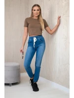 Džínsové nohavice s rebrovaným lemom