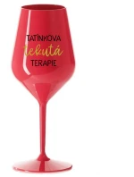 TATÍNKOVA TEKUTÁ TERAPIE - červená nerozbitná sklenice na víno 470 ml