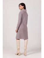 Midi šaty s vysokým golierom B270 sivé - BeWear Midi šaty s vysokým golierom B270 sivé - BeWear