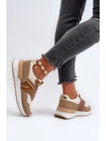 Sneakersy Damskie Z Eko Skóry Brązowe Vinelli