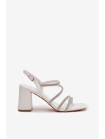 Dámské sandály na podpatku s pásky a kamínky Bílá Brelia