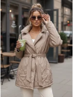 Dámska prechodná bunda s opaskom béžová FashionStreet TY5589