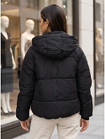 Dámska zimná prešívaná bunda s kapucňou, čierna, FashionStreet TY6082 Dámska zimná prešívaná bunda s kapucňou, čierna, FashionStreet TY6082