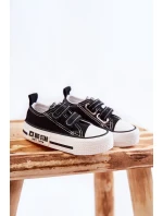 Dziecięce Materiałowe Trampki Na Rzep BIG STAR KK374074 Czarno-Białe