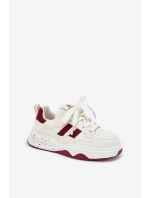 Sneakersy Dziecięce Na Platformie Beżowo-Bordowe Grellio