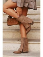 Kozaki Damskie Ocieplane Z Wywiniętą Cholewką Vinceza 16516 Beżowe