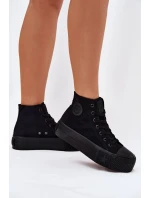 Dámske plátenné tenisky na platforme Big Star - čierne