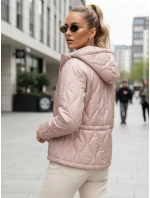 Dámska prešívaná bunda s kapucňou v svetloružovej farbe FashionStreet TY5532