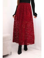 Dámska sukňa s čipkou a podšívkou bordová