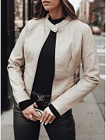 Dámska kožená bunda na prechodné obdobie TY4744, béžová – FashionStreet Dámska kožená bunda na prechodné obdobie TY4744, béžová – FashionStreet