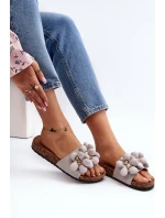 Klapki Damskie Z Ozdobami Szare Bunlia