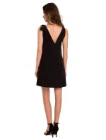 K128 Jednoduché šaty áčkového strihu s mašľou - čierne