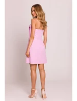 M851 Šaty s mašľami - cukríkovo ružové