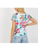 Dámska blúzka WN BZ 4008-3.80 Svetlo modrá s kvetmi - RUE PARIS