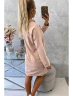 Šaty s kravatou tmavo púdrovo ružové