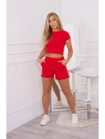 Bavlnená súprava so šortkami červená