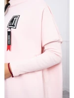 Oversize mikina s asymetrickými bokmi púdrovo ružová