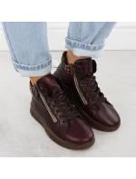 Dámska kožená trapper obuv Rieker N1305-35 vo vínovej farbe Dámska kožená trapper obuv Rieker N1305-35 vo vínovej farbe