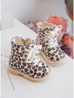 Ocieplane Botki Dziecięce Na Suwak Beżowo-Brązowe Dolida