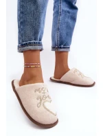 Damskie Klasyczne Kapcie Wsuwane Ocieplane Beżowe Mabira