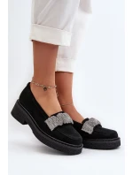 Zazoo 3419 Mokasyny Damskie Zamszowe Z Ozdobnym Paseczkiem Czarne