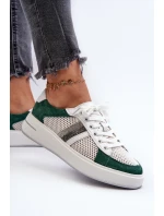 Sneakersy Skórzane Damskie D&A LR110 Zielono-Białe Sneakersy Skórzane Damskie D&A LR110 Zielono-Białe