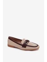 Dámske mokasíny Loafers s ozdobným prvkom, hnedo-béžové, Evelora Dámske mokasíny Loafers s ozdobným prvkom, hnedo-béžové, Evelora