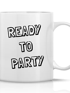 READY TO PARTY - klasický biely keramický hrnček 300 ml